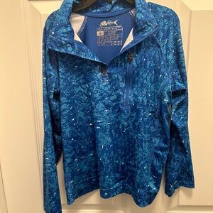 Blue Patterned Quarter-Zip Pullover